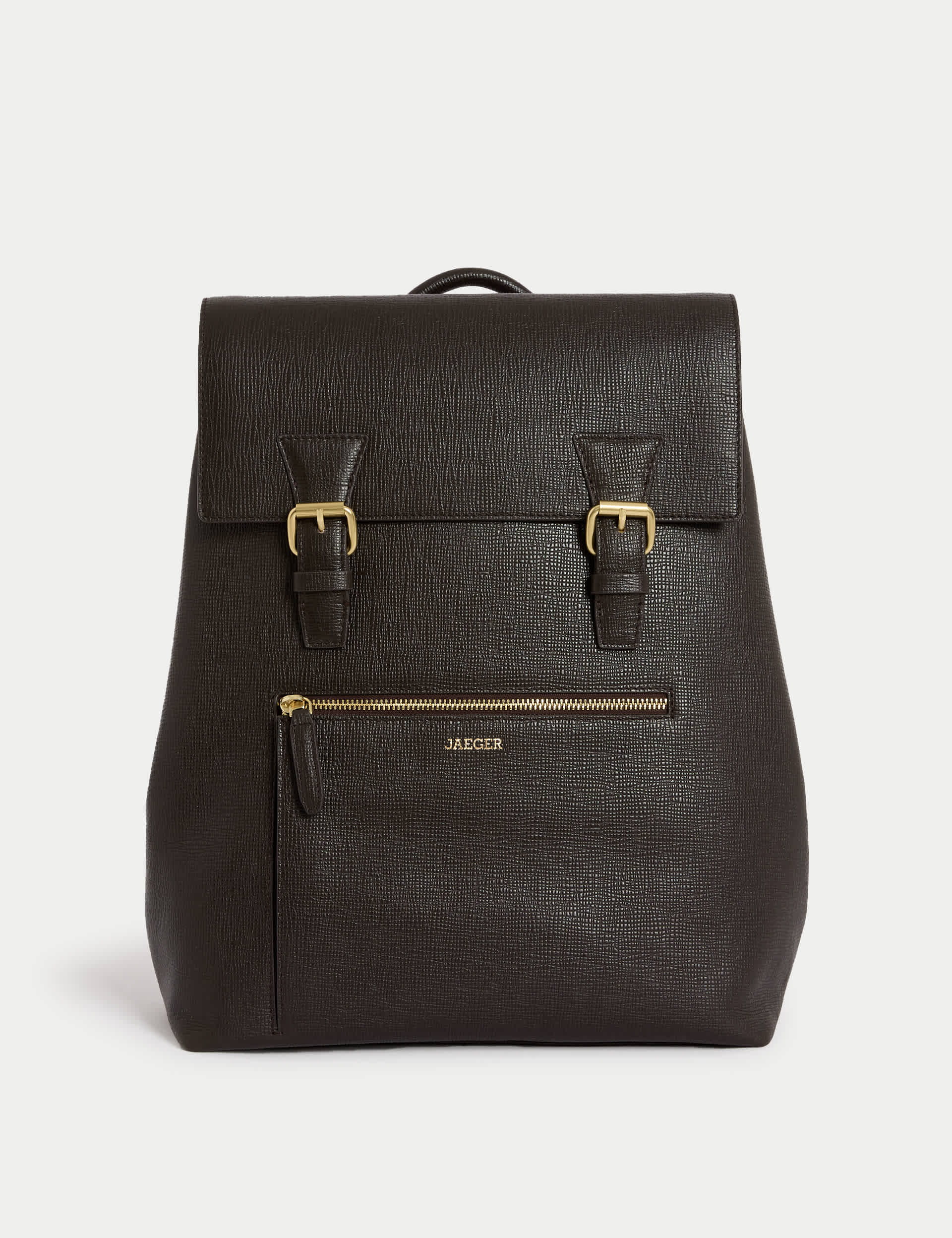 Jaeger Men's Leather Buckle Backpack - Chocolate, Chocolate