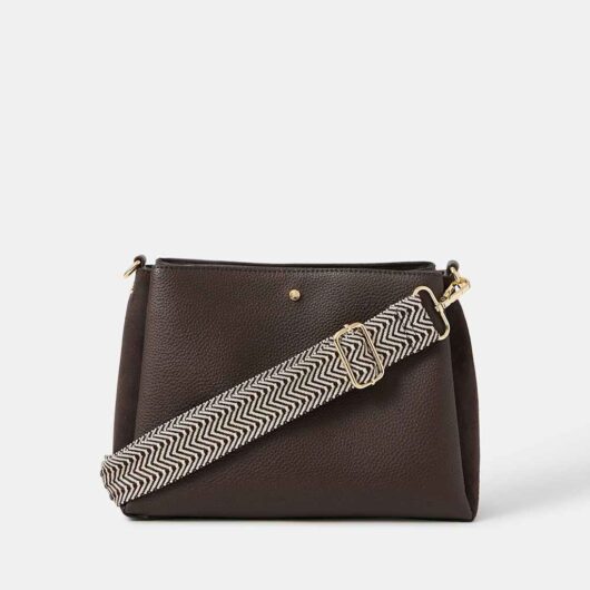 Accessorize Women's Webbing Strap Cross Body Bag - Chocolate, Chocolate