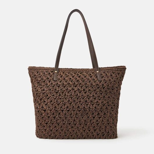 ACCESSORIZE Jute Shoulder Bag Chocolate