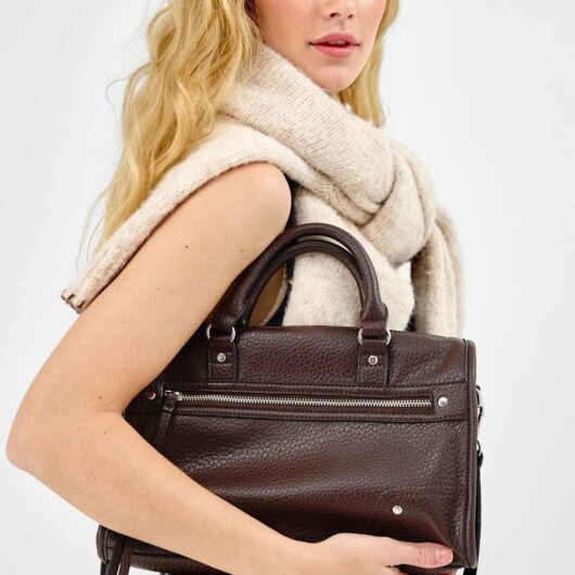 ACCESSORIZE Faux Leather Grab Bag Chocolate