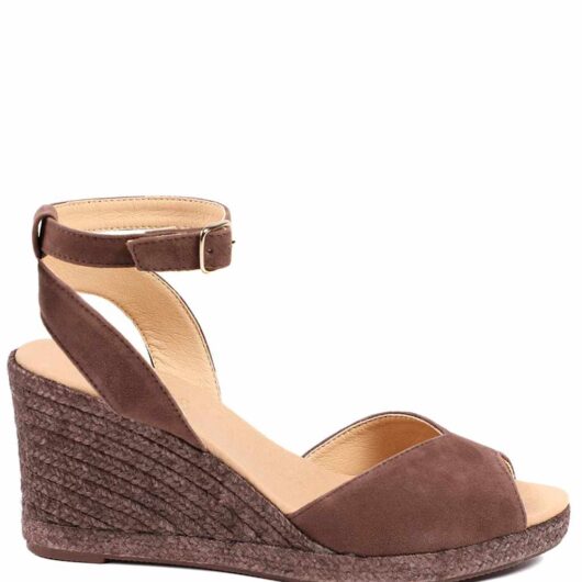 Jones Bootmaker Leather Wedge Espadrilles Chocolate