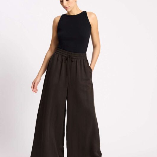 Albaray Tencel™ Rich Wide Leg Trousers Chocolate