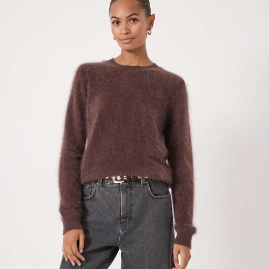 HUSH Pure Cashmere Brushed Jumper Chocolate