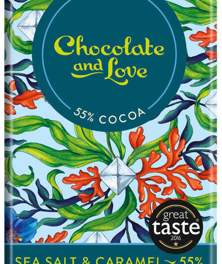 Chocolate & Love Organic Fairtrade Sea Salt & Caramel 55% Dark Chocolate Bar - 80g