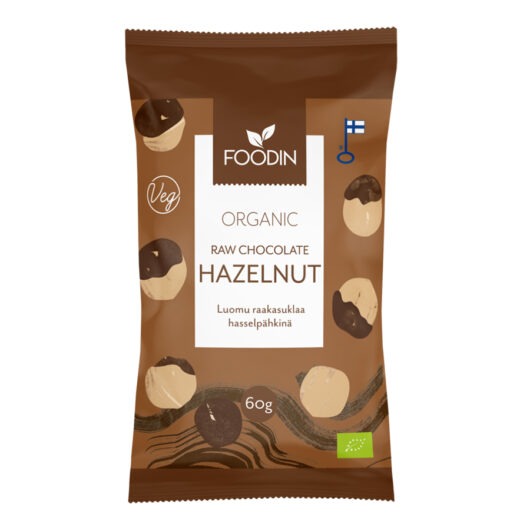 Foodin Organic Raw Chocolate Coated Hazelnuts - 60g