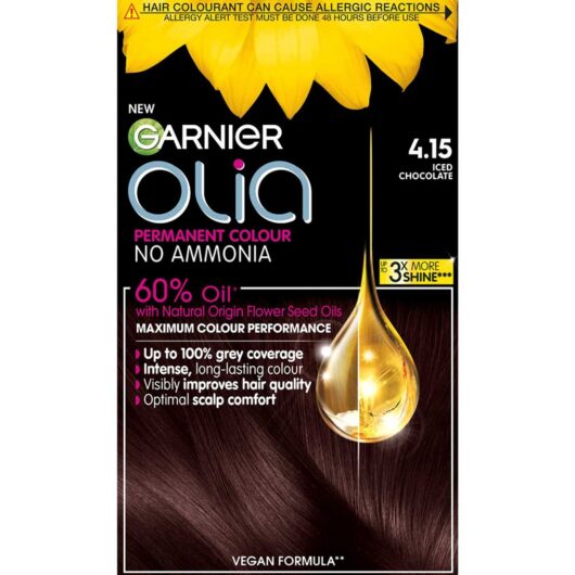 Garnier Olia 4.15 Iced Chocolate: 100% Grey Coverage, No Ammonia, For Luminous Hair Color
