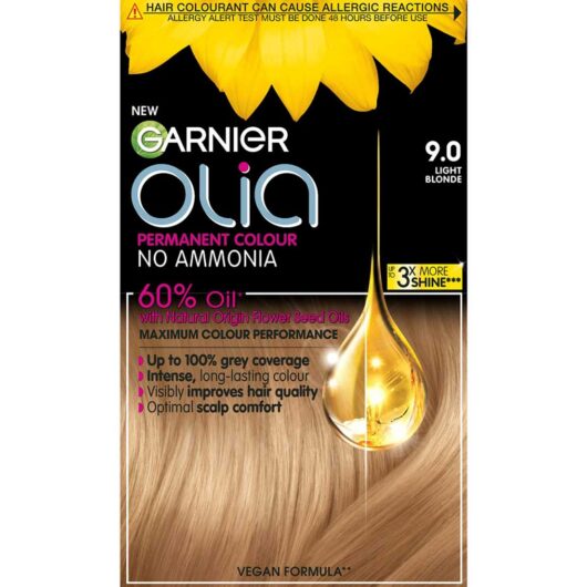 Garnier Olia 9.0 Light Blond: 100% Grey Coverage, No Ammonia, For Brilliant, Blonde