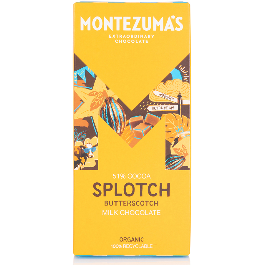 Montezumas Splotch 54% Milk Chocolate with Butterscotch Bar - 90g