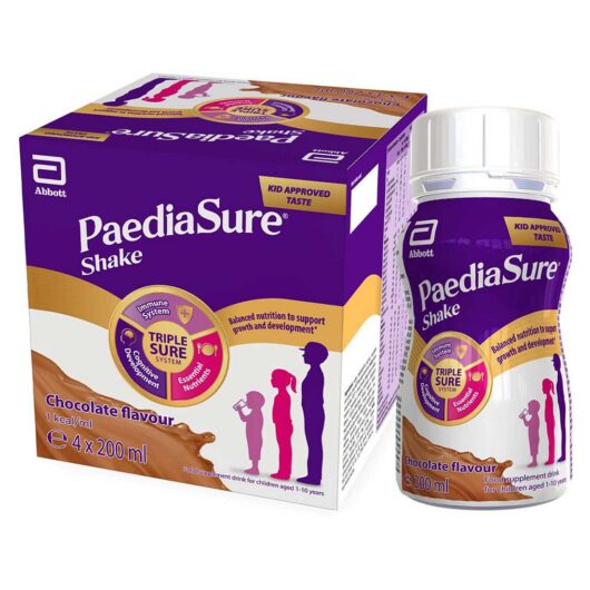Paediasure Shake, 4 X200 ml, Chocolate, Multivitamin Ready-To-Drink Supplement For Kids 1-10 Yrs, Vegetarian, 200ml