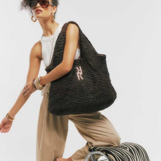 River Island Raffia Shoulder Bag Chocolate