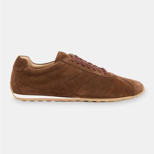 Whistles Leather Lace Up Trainers Chocolate