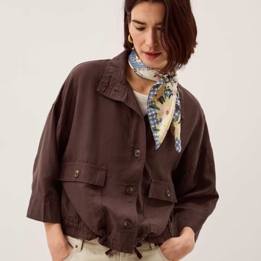 Monsoon Lyocell Rich Lightweight Utility Jacket Chocolate