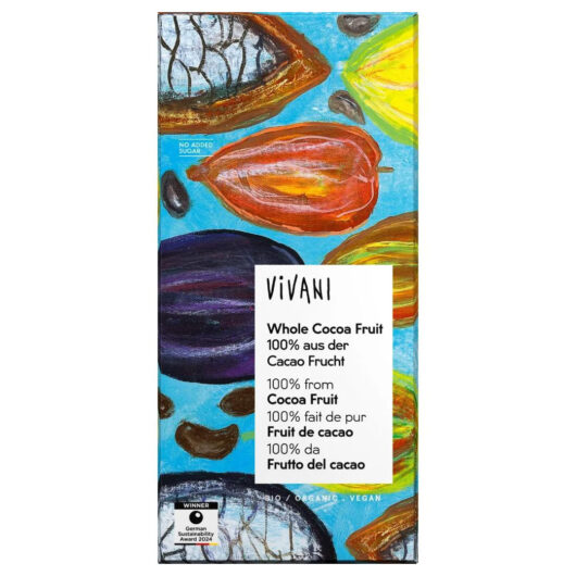 Vivani Organic Whole Cocoa Fruit Chocolate Bar - 80g